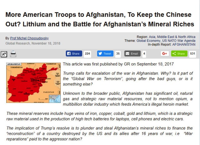 غلوبال ريسيرش: المزيد من القوات الأمريكية إلى أفغانستان.. ک&#1740;ف تستولي أمريكا على الثروة المعدنية لأفغانستان؟