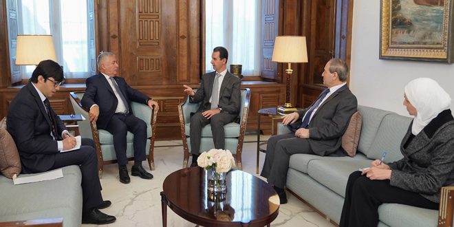 الرئيس الأسد يتسلم رسالة تعزية ودعم لسورية من رئيس جمهورية طاجيكستان