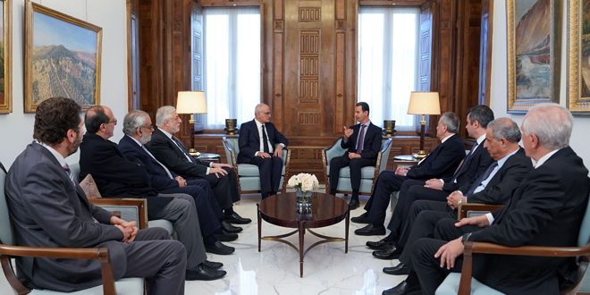 الرئيس الأسد يلتقي أعضاء لجنة الأخوة والصداقة البرلمانية اللبنانية السورية