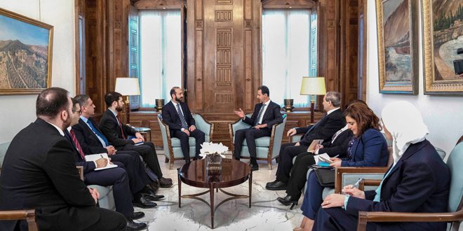 الرئيس الأسد خلال استقباله وزير خارجية أرمينيا: الأرمن السوريون جزء عضوي من الهوية السورية
