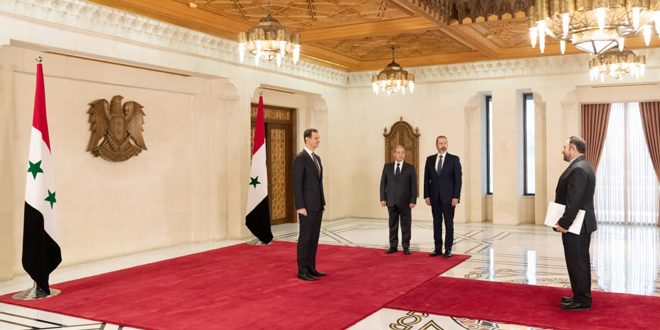 الرئيس الأسد يتقبل أوراق اعتماد حسين أكبري سفيراً مفوضاً وفوق العادة لإيران لدى سورية