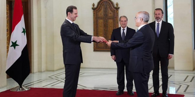 الرئيس الأسد يتقبّل أوراق اعتماد محمد المهذبي سفيراً فوق العادة ومفوضاً لتونس لدى سورية