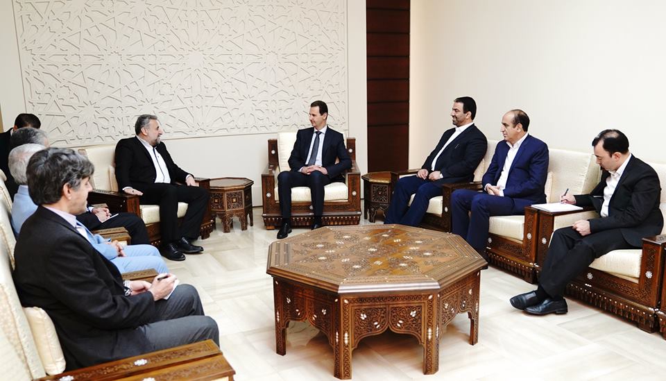 الرئيس الأسد يستقبل رئيس لجنة الأمن القومي والسياسة الخارجية في مجلس الشورى الإيراني