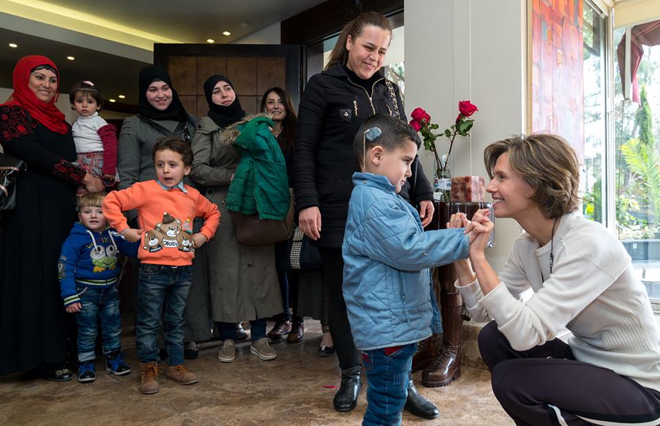السيدة أسماء الأسد تلتقي أطفال المنظمة السورية للمعوقين "آمال"