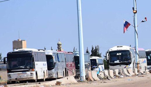 إخراج 73 حافلة من الحولة وتلبيسة بريف حمص الشمالي تقل دفعة من الإرهابيين وعائلاتهم إلى إدلب