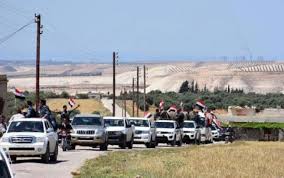 وحدات من قوى الأمن الداخلي تدخل إلى بلدة تلدو بريف حمص الشمالي بعد إخلائها من الإرهابيين