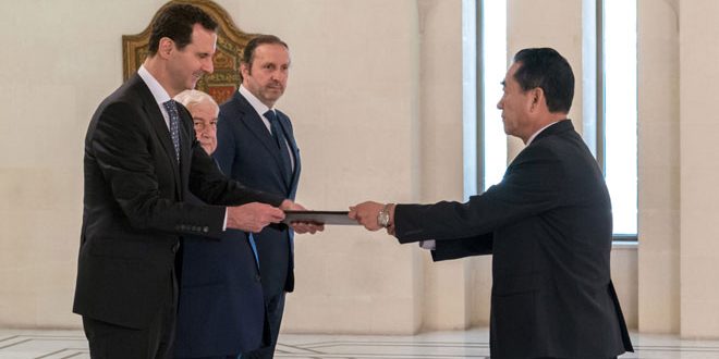 الرئيس الأسد يتقبل أوراق اعتماد سفيري كوريا الديمقراطية والعراق