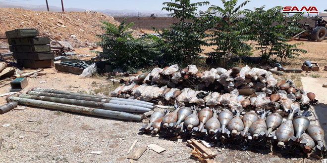 ضبط كميات كبيرة من الأسلحة والذخيرة خلال تمشيط منطقة الحولة بريف حمص الشمالي من مخلفات الإرهابيين