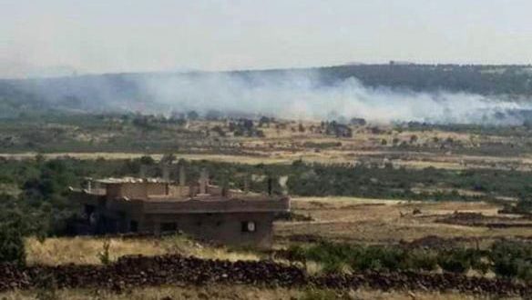 المجموعات الإرهابية تضرم النيران في أراض زراعية بقرية حضر في ريف القنيطرة
