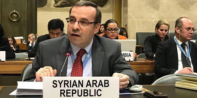 السفير آلا: الإجراءات الاقتصادية القسرية المفروضة على سورية غير قانونية وتتعارض مع مبادئ حقوق الإنسان