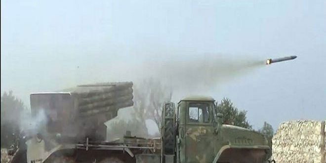 الجيش يدمر منصات إطلاق قذائف صاروخية للإرهابيين ويقضي على عدد منهم في تل الصياد وكفرزيتا بريف حماة الشمالي