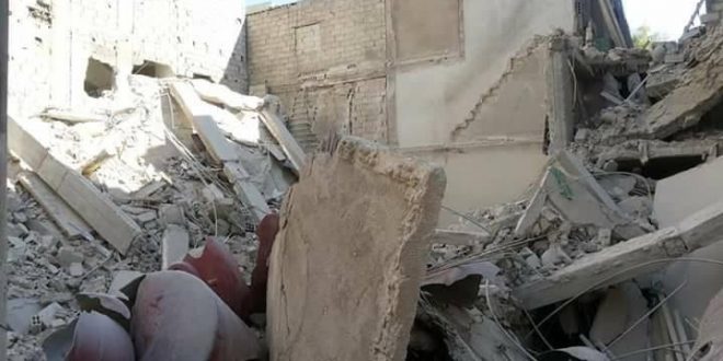 انهيار مبنى سكني في حي الروضة بجرمانا دون وقوع إصابات