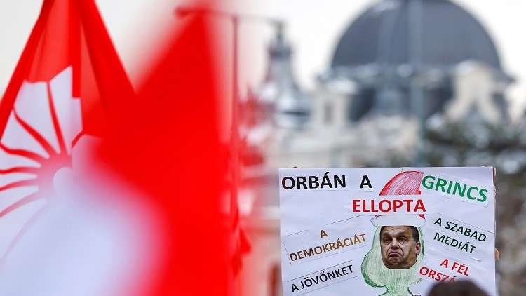 تظاهرة في بودابست ضد رئيس وزراء هنغاريا