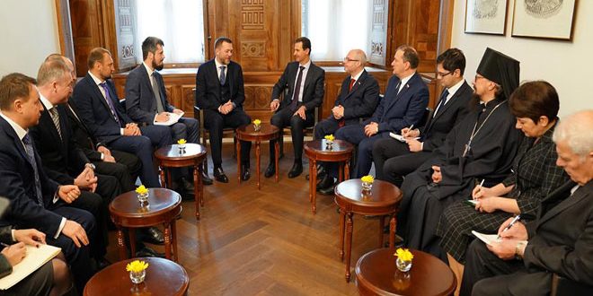 الرئيس الأسد لوفد روسي: أهمية مواصلة التعاون والتنسيق بين الجانبين وخاصة في مكافحة الإرهاب والإطار السياسي والاقتصادي