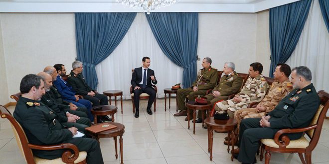 الرئيس الأسد لوفد عسكري إيراني عراقي مشترك: العلاقة التي تجمع سورية بإيران والعراق متينة تعززت في مواجهة الإرهاب ومرتزقته