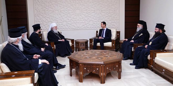 الرئيس الأسد يستقبل البطريرك إريناوس بطريرك صربيا والوفد المرافق له