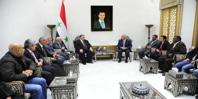 رئيس مجلس الشعب لوفد إعلامي رياضي عربي: سورية صامدة وتعول على إرادة الشعوب العربية
