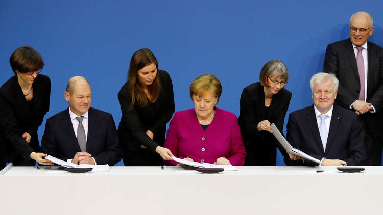 تحالف ميركل يوقع اتفاقا حول تشكيل الحكومة الائتلافية في ألمانيا مع الحزب الاشتراكي الديمقراطي