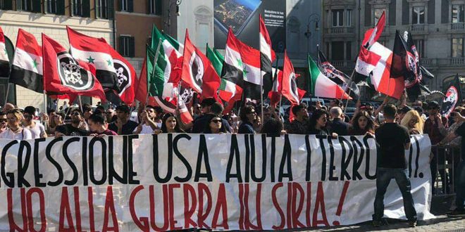 وقفتان احتجاجيتان في روما ونابولي تنديداً بالعدوان الثلاثي على سورية