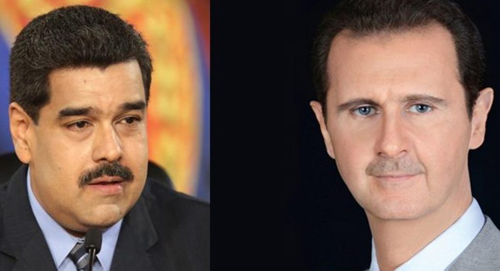 الرئيس الأسد لمادورو: ما تتعرض له سورية وفنزويلا هو ثمن لتمسكهما بسيادتهما وقرارهما المستقل ورفضهما لإملاءات الغرب وأعوانه