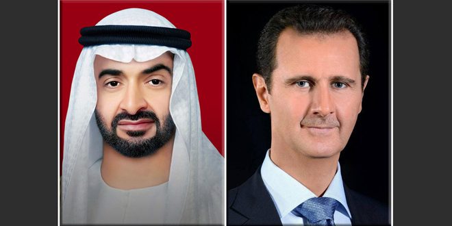 الرئيس الأسد يهنئ الشيخ محمد بن زايد آل نهيان بانتخابه رئيساً لدولة الإمارات العربية المتحدة