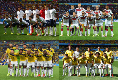 ربع نهائي مونديال 2014 في كرة القدم قمة كلاسيكية بين ألمانيا وفرنسا ومواجهة مرتقبة بين البرازيل وكولومبيا 