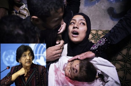 أكثر من 1100 طفل ضحية للعدوان .. بيلاي: إسرائيل ارتكبت جريمة حرب
