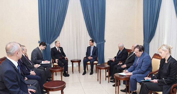الرئيس الأسد لوفد روسي: القضاء على الإرهاب يتطلب مواجهة الفكر التكفيري وممارسة ضغوط فعلية على الأطراف المتورطة بدعم الإرهابيين